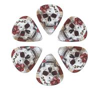 Floral Skull Printed Guitar Picks -6 Pcs Guitar Picks Plectrum,Guitar Accessories,Electric Guitar Pick, Bass & Ukulele 0.96mm