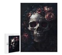 Floral Skull Serenity - Wooden Brain Teaser for Adults, 500 PCS, Year-End Present - for Quiet Evenings And Focused Play