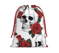 Floral Skull Ultra Soft Velvet Gift Bag, Stylish Design, Preferred For Holidays
