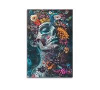 Floral Skull Wall Art, Surreal Decor, Lounge Poster Artistic Wall Mural Modern Hanging Decor Poster24x36inch(60x90cm)