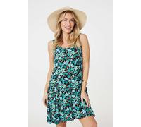 Floral Sleeveless Relaxed Short Dress Izabel London Black 10