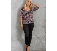Floral Spot Print Mesh Top Klass. Black 18