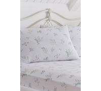 Dreams & Drapes - White Lavender King Fitted Sheet (200 x 152 x 28cm) - 2x Pillowcases Included - White Bed Sheets & Pillow Cases with Lilac Floral - White Bedding - Matching Duvet Cover Available
