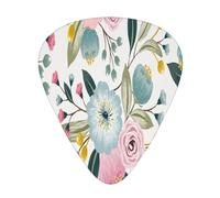 Floral Spring Flowers Lovely Blue Pink Rose Green Leaf Sweet Colors,12 Pcs Guitar Pick,Thin Medium Heavy Gauge Picks for Acoustic Electric Bass Guitar Player