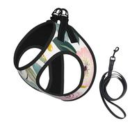 Floral Spring Flowers Lovely Blue Pink Rose Green Leaf Sweet Colors,Pet Harness,Adjustable Reflective Dog Harness,Pet Leash Vest,M