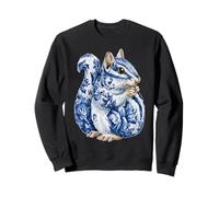 Floral Squirrel with Flowers Chinoiserie Blue Toile Art Sweatshirt