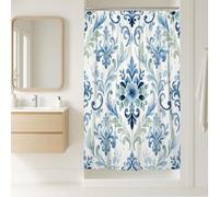 Floral Stall Shower Curtain, Classic Elegant Swirl Leaf Spring Blue Polyester Waterproof Design Print Bath Curtains for Home Bathroom Toile Hotel Decor 36x72 Inch