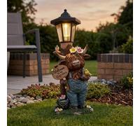 Floral Standing Highland Cow Solar Lamp Post
