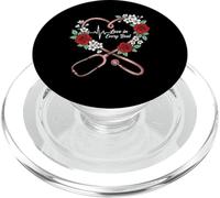 Floral Stethoscope Heart Red Roses Love In Every Beat Nurse PopSockets PopGrip for MagSafe