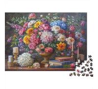 Floral Still Life Painting 1000 Piece Jigsaws Featuring Artistic Design Personalised Jigsaws That Are Impossible Hard Difficult Challenging for Home Decor 38x26cm/1000pcs
