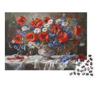 Floral Still Life Painting 1000pc Jigsaw As Interlocking Puzzles Jigsaw Puzzles That Are Impossible Hard Difficult Challenging for Home Decor Hobby 52x38cm/1000pcs