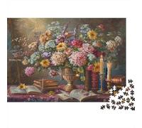 Floral Still Life Painting_2 1000 Piece Puzzles for Adults with No Reflection Colourful Jigsaws As A Brain Training Puzzle for Wall Decoration And Gifts 70x50cm/1000pcs