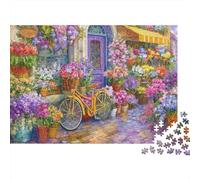 Floral Street Scene Jigsaw Puzzles Puzzles for Adults Kids. 1000 Piece Interesting Great Gifts Challenge Toy Educational Game Home Decoration for Adults& Kids Age 14 Years Up 52x38cm/1000pcs