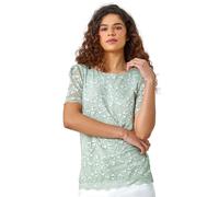 Floral Stretch Lace Top Roman Dark Green 12