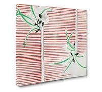 Floral Stripe Design by Watanabe Seitei Canvas Print | Gallery Wrapped 30mm Frame Wall Art | 20x20 inches | Ready to Hang | Modern Floral Picture | Living Room Bedroom Lounge Office