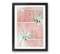 Floral Stripe Design by Watanabe Seitei Framed Print | A2 Black Framed Wall Art | Ready to Hang | Modern Floral Picture | Living Room Bedroom Lounge Office