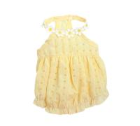 Floral Style Collar Cat Dress Cute Yellow Green Cat Party Dress Pet Clothes Thin Princess Dress for Summer