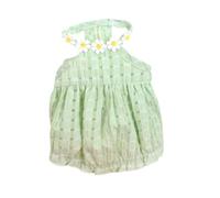 Floral Style Collar Cat Dress Cute Yellow Green Cat Party Dress Pet Clothes Thin Princess Dress for Summer