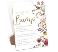Floral Style Message From The Bump Sign - 8"X 11" Modern Table Decoration With Stand for Baby Shower, Gender Reveal Party, Event