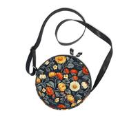 Floral Summer Design Colorful Round West Crossbody Purse Women Practical with Adjustable Strap Over The Shoulder Purse Go shopping Canvas Messenger