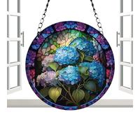 Floral Sun Catcher Acrylic Circular Blossom Decor Hanging Ornament Chain | Stylish Flower Pattern Light Catcher with Transparent Design for Garden Lawn Porch Wall Window Or Car Adding Colorful R
