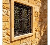 Floral Sunburst Scrollwork Ground Floor Window Anti Burglar Barrier | Traditional Ironwork Design Outdoor Balcony Grille, Fixed Windows Guard for Bedrooms Garages Sheds(W65xH140cm/26x55in)
