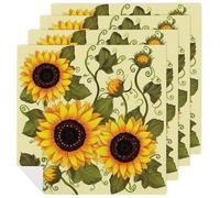 Floral Sunflower Cloth Napkins Set of 4 Polyester Dinner Napkin Reusable Spring Table Napkins 18 X 18 Inch Outdoor Stain Resistant Table Decoration for Wedding Party