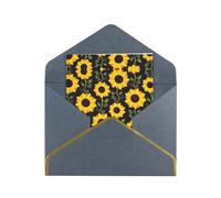 Floral Sunflower Elegant Pearlized Gold-Edged Greeting Card-Blank Interior,Single-Sided Print, All-Occasion Foldable Note Card With Envelope