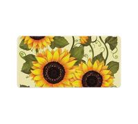 Floral Sunflower Gaming Mouse Mat Large Desk Pad 24 X 12 Inches Non-Slip Rubber Extended Computer Mat Desktop Protector Pad with Stitched Edge for Office Home Keyboard