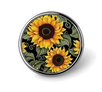 Floral Sunflower Lapel Pins Metal Pin Badge Personalized Pinback Button Badges Classic Round Badge Recognition Enamel Lapel Pin for Jackets, Backpacks, Bags