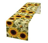 Floral Sunflower Linen Table Runner 72 Inches Long Farmhouse Table Runners Dining Table Dresser Runner Scarves Tabletop Decoration for Kitchen Home Party Holiday