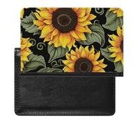 Floral Sunflower Passport Cover Family Printed Leather Passport Holder Minimalist Front Pocket Slim Travel Wallet Cover Case Lightweight Credit Card Holder for Women Men
