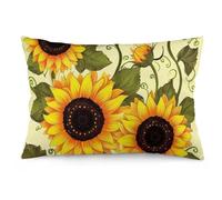 Floral Sunflower Pillow Cover Flannel Lumbar Pillow Case Rectangle Decorative Soft Plush Pillowcase Modern Double Sided Pattern Cushion Covers for Home Office Sofa 12 "x20