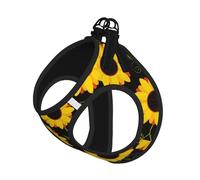 Floral Sunflower Print Pet Leash Vest Soft Adjustable Step in Puppy Vest Outdoor Walking with Leash