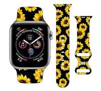 Floral Sunflower Strap Compatible with Apple Watch Band 38mm 40mm 41mm 42mm 44mm 45mm 46mm 49mm Men Women,Adjustable Soft Silicone Sport Wristbands for iWatch Ultra Series 10 9 8 7 6 5 4 3 2 1 SE