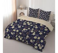 Floral Super King Duvet - Retro flower retro Blue Reversible Coverless Duvet Super King Size Soft Quilt lightweight Comforter Sets for all Seasons and Machine Washable - Superking Size 260x220cm J192