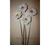 floral supplies Artificial Single Stem Gerbera with Big Bloom - very dramatic - home garden (White, 4 Pack)