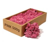 floral supplies Stabilised Reindeer Moss - Preserved Lichen for Model Scenery, Railway Landscapes, Terrariums, Floristry & Art Crafts - Soft Texture & Maintenance Free (Pink, 100g)