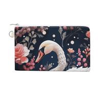 Floral Swan Coin Purse Canvas Change Pouch with Zipper Small Cosmetic Organizer Bag Women Wallet for Car Keys, Credit Cards, Cash, Lipstick, Floral Swan, One Size, Floral Swan