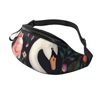 Floral Swan Fanny Pack for Men Women Fashion Waist Packs Travel Crossbody Bag With Adjustable Strap Everywhere Belt Bag Waterproof Chest Bags Cycling Bum Bag Wallet