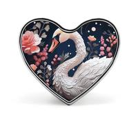 Floral Swan Floral Swan Lapel Pin - Heart Shape Brooch Pins for Men & Women Suit Accessories, 1" Lightweight Enamel Lapel Pins Buttons for Backpacks, Hats, Bags, Lanyards