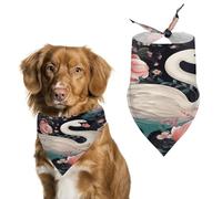Floral Swan Pet Scarf,Soft Durable Triangle Dog Bandanas Lightweight Breathable Comfortable Pet Bib for Small Medium Large Breed.
