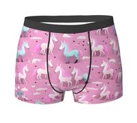 Floral Swan Premium Boxer Briefs,Exceptional Comfort And Durability Men'S Underwear, Many Unicorns Pink, L
