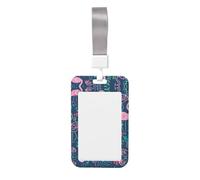 Floral Swan Print Badge Holder with Breakaway Lanyard,Work Name Tag Breakaway Lanyard Id Card Protector Case