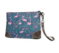 Floral Swan Print Genuine Leather Wristlet Clutch Wallet Purse Handbag Cell Phone Pocket for Women