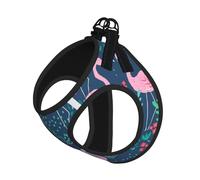 Floral Swan Print Reflective No Choke Pet Vest Harness,Adjustable Soft Padded Dog Harness With Easy Control Handle