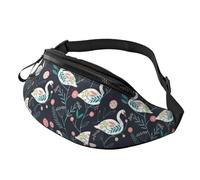 Floral Swan Print Waist Bag for Travel Hiking Cycling and Running Festival Gear Storage Unisex Pack