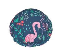 Floral Swan Women Luxury Shower Cap,Double Layers Protective Elastic Adjustable Reusable Shower Cap