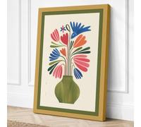 Floral Symmetry Botanical Canvas Wall Art Print 24x16 Inch