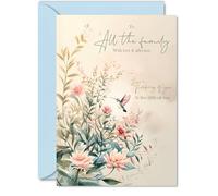 Floral Sympathy Card - Hummingbird Flowers - Mourning Bereavement Cards for Friends Family, A5 Condolences Thinking of You Greeting Cards